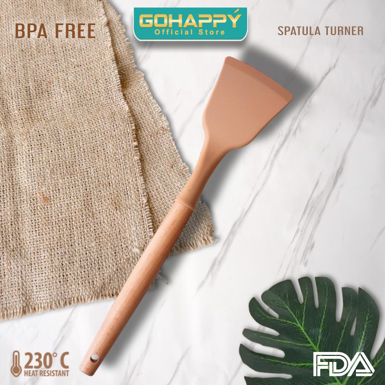 GOHAPPY TURNER SPATULA Silikon GHX19 Sutil silicone best quality (perlengkapan dapur sendok masak silicon)