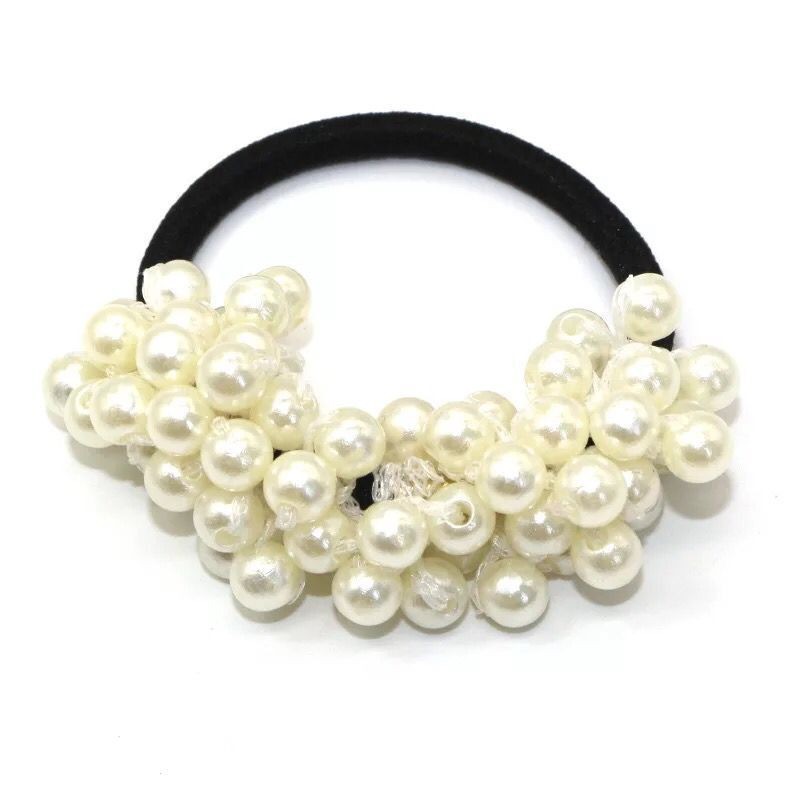 MURMURE.ID | IKAT RAMBUT MUTIARA ANGGUR ALA KOREA MURAH IMPORT PEARL HAIRTIE HA082-PUTIH