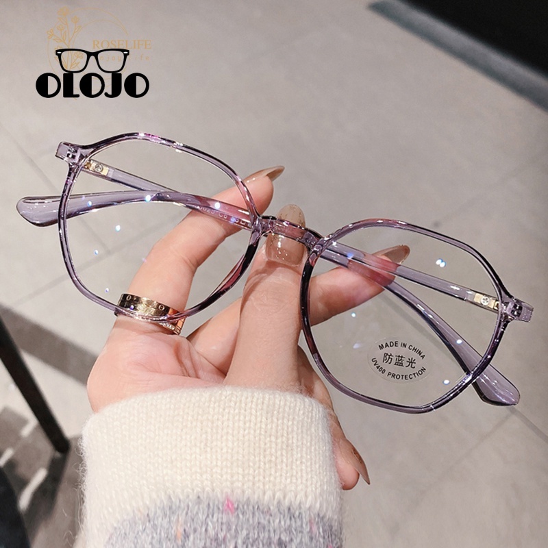 Kacamata Anti Radiasi Wanita Gradient Transparent Black Frame Anti Blue Light Clear Lens Glasses for Women Retro Eyewear OLOJO