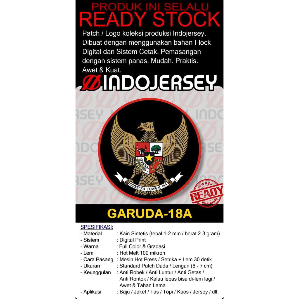 Buruan Beli.. Logo Setrika Flock / Alternatif Bordir Woven - Garuda Pancasila 18A - Flock Standard