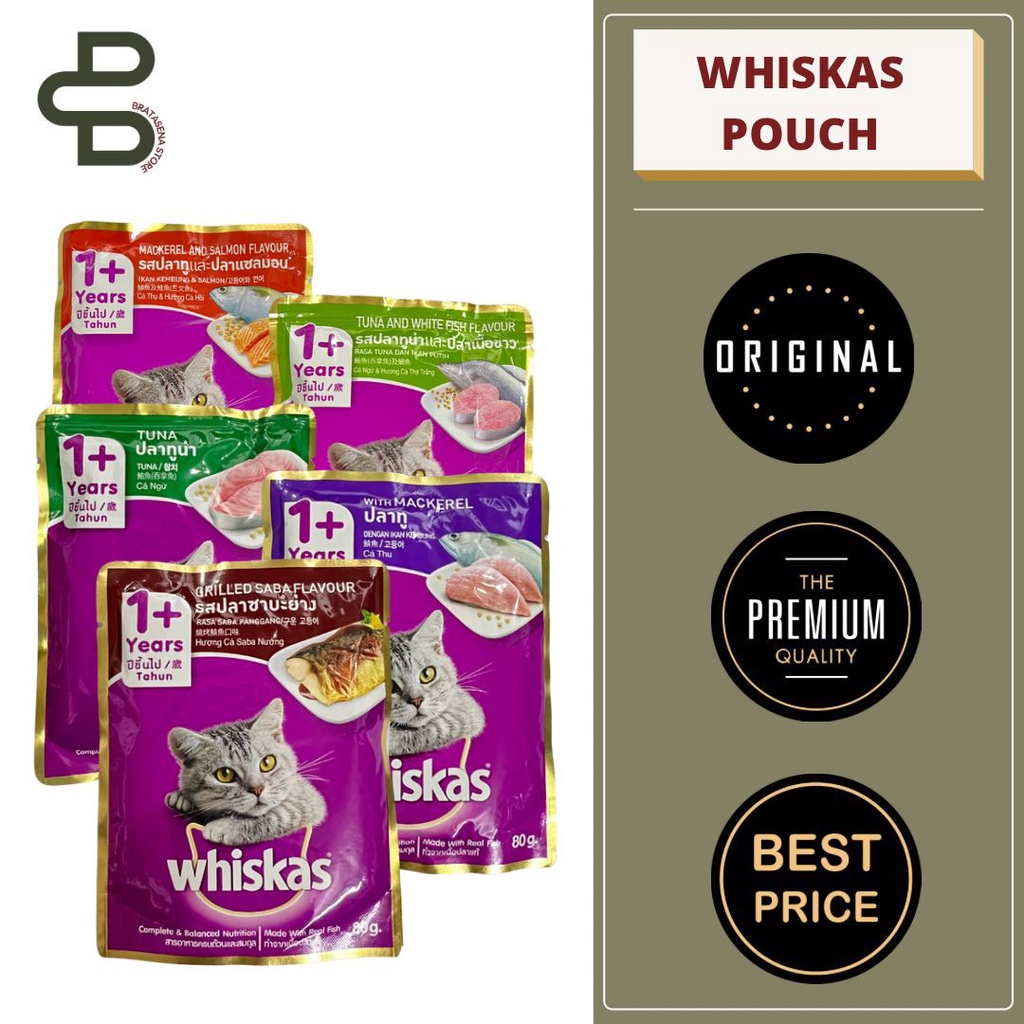 WHISKAS ADULT 1+ YEARS WET FOOD / MAKANAN BASAH 80GR (POUCH)