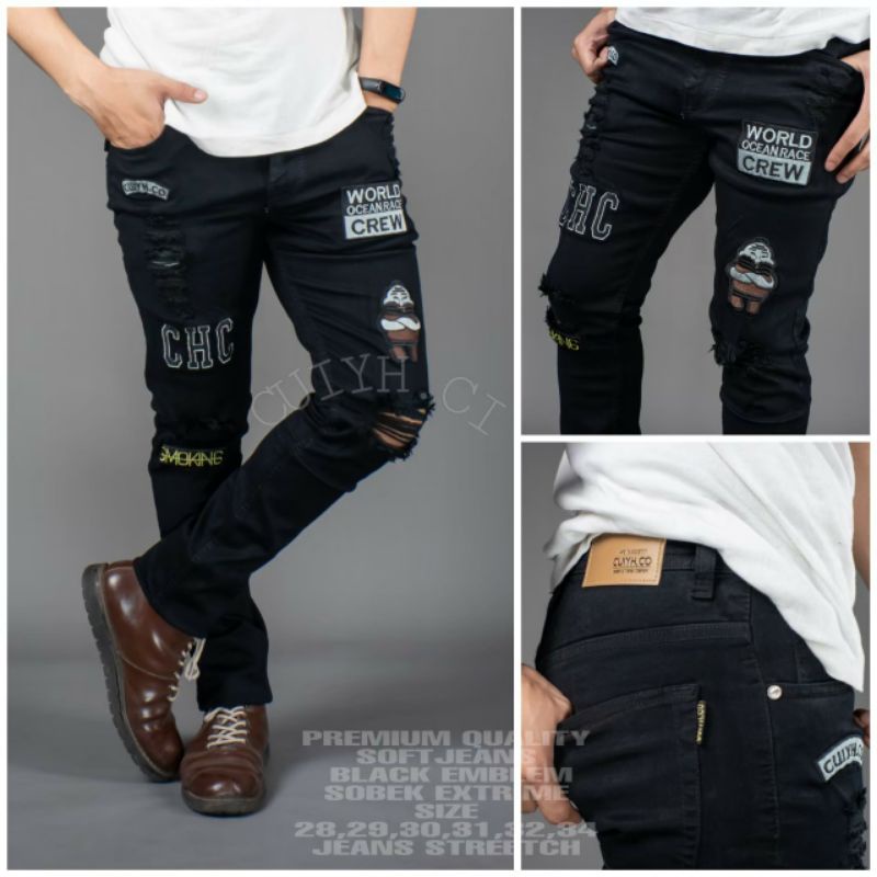 Celana Panjang Shofjeans Sobek Exstreme Emblem RN.SEVEN