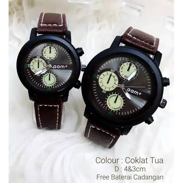 Ready 3 Warna Bisa Cod Bayar Ditempat Jam Tangan Couple Kulit Analog AAM+ B Series