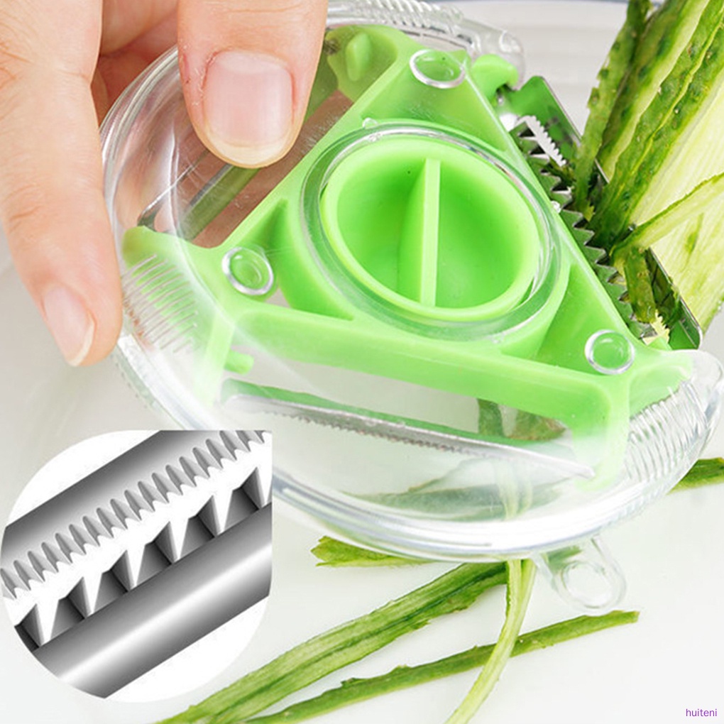 Fruit Peeler 3-in-1 Stainless Steel Vegetable Slicer Rotating Handle Kitchen Shredder, Green huiteni.id