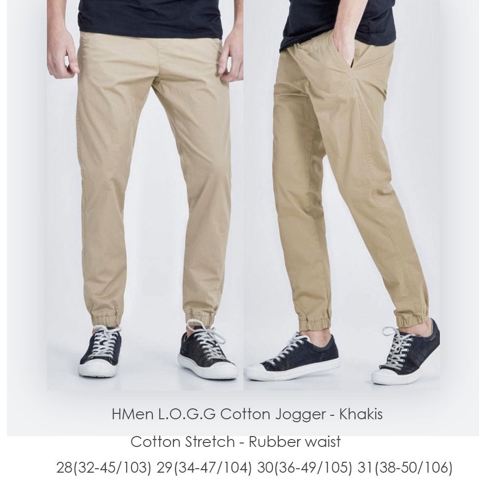 Celana Jogger HnM Pria Logg Cotton Jogger Khakis
