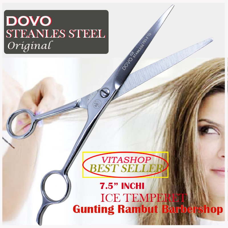 ALAT POTONG RAMBUT DOVO 7,5&quot; GUNTING RAMBUT BABERSHOP STENLESS STELL