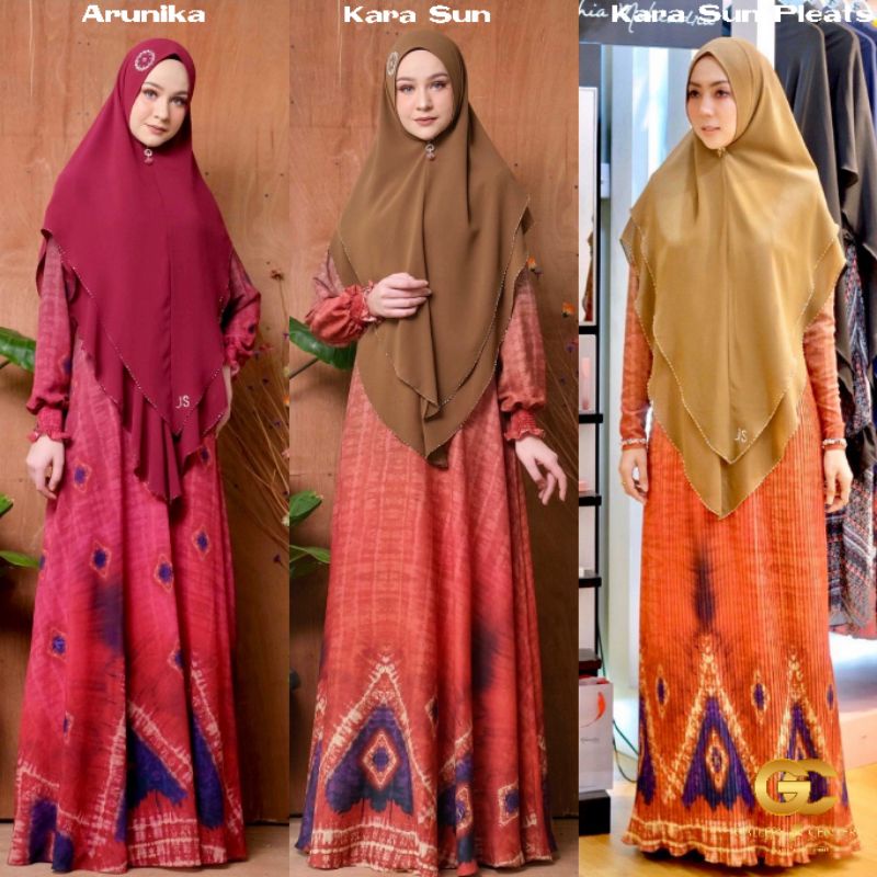 ARUNIKA POPSICLE FUSCHIA dan KARA SUN FLAME Original By Jawhara Syari. Gamis set elegan mevvah exclu
