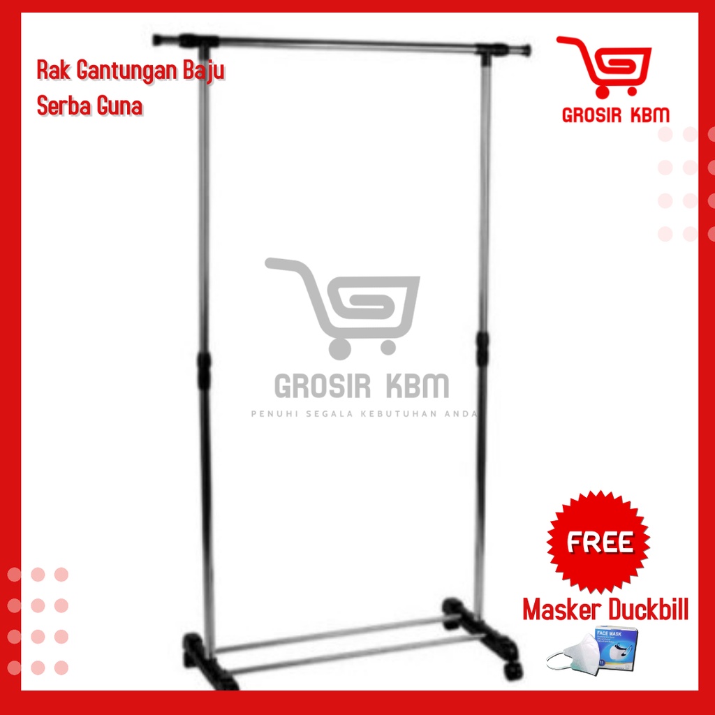 Rak Gantungan Baju Serba Guna [Stand hanger single pole dengan roda]