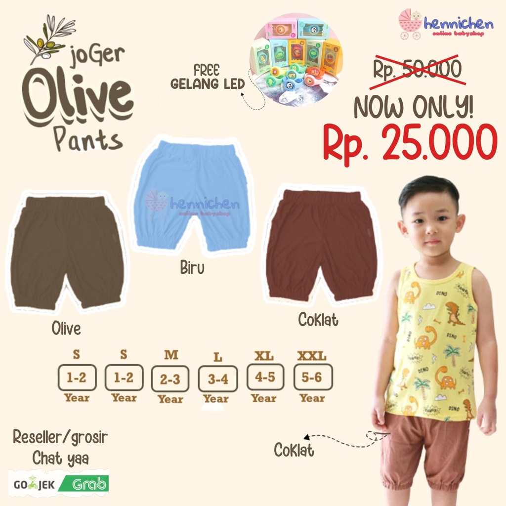 PROMO MURAH 7.7 CELANA JOBEL X KAZEL JOGGER OLIVE PANTS 1 PCS