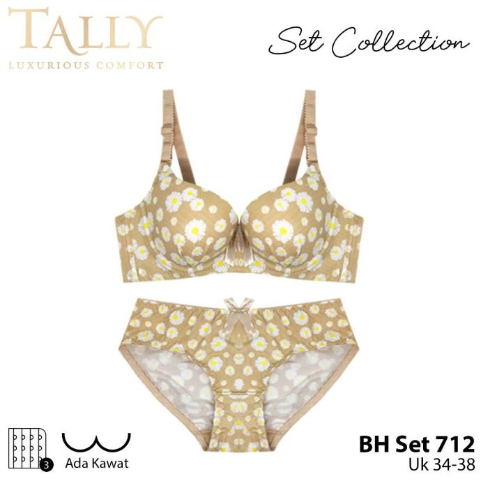 TALLY 712 Bra Set Busa Tipis Ada Kawat Motif Cup B