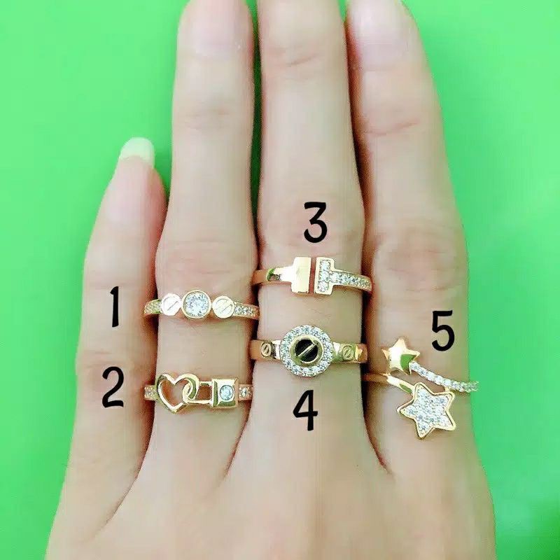 Cincin variasi mata putih mix love bintang kadar 375