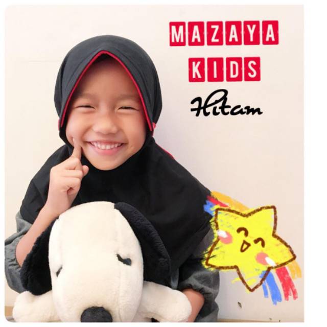 JILBAB ANAK INSTAN COTTON COMBED BY MAZAYA /  BLACK SERIES