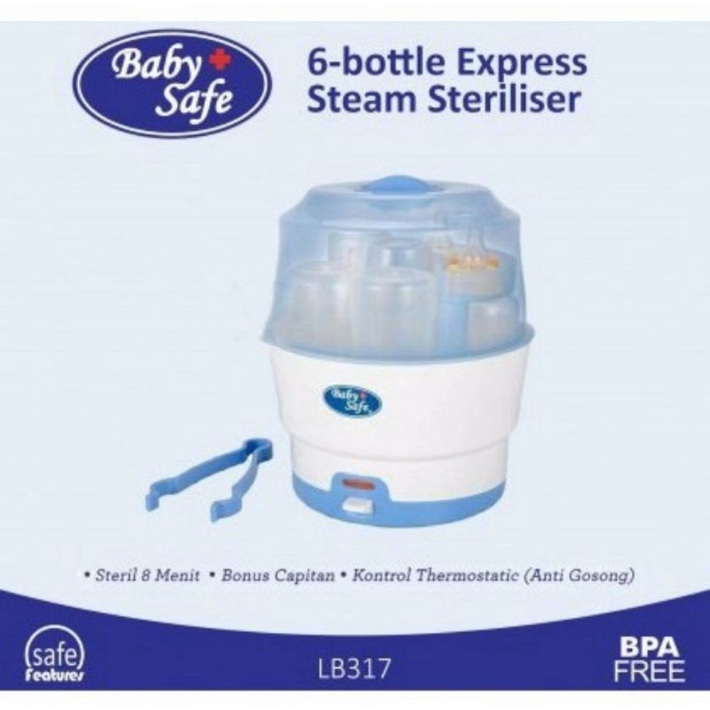 Baby Safe Bottle Express Steam Sterilizer (LB317)/Alat Steril Botol