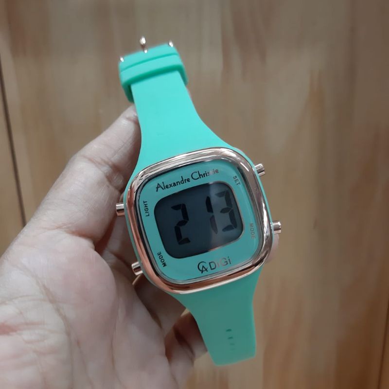 Alexandre Christie AC 9336 Ladies Digital Dial Red Rubber Strap