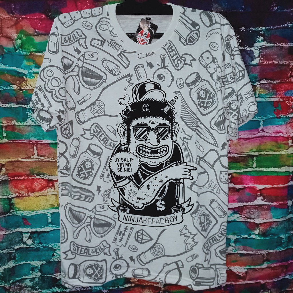 NINJA PUTIH KAOS  DISTRO  FULL PRINT PREMIUM SEMI COMBED 