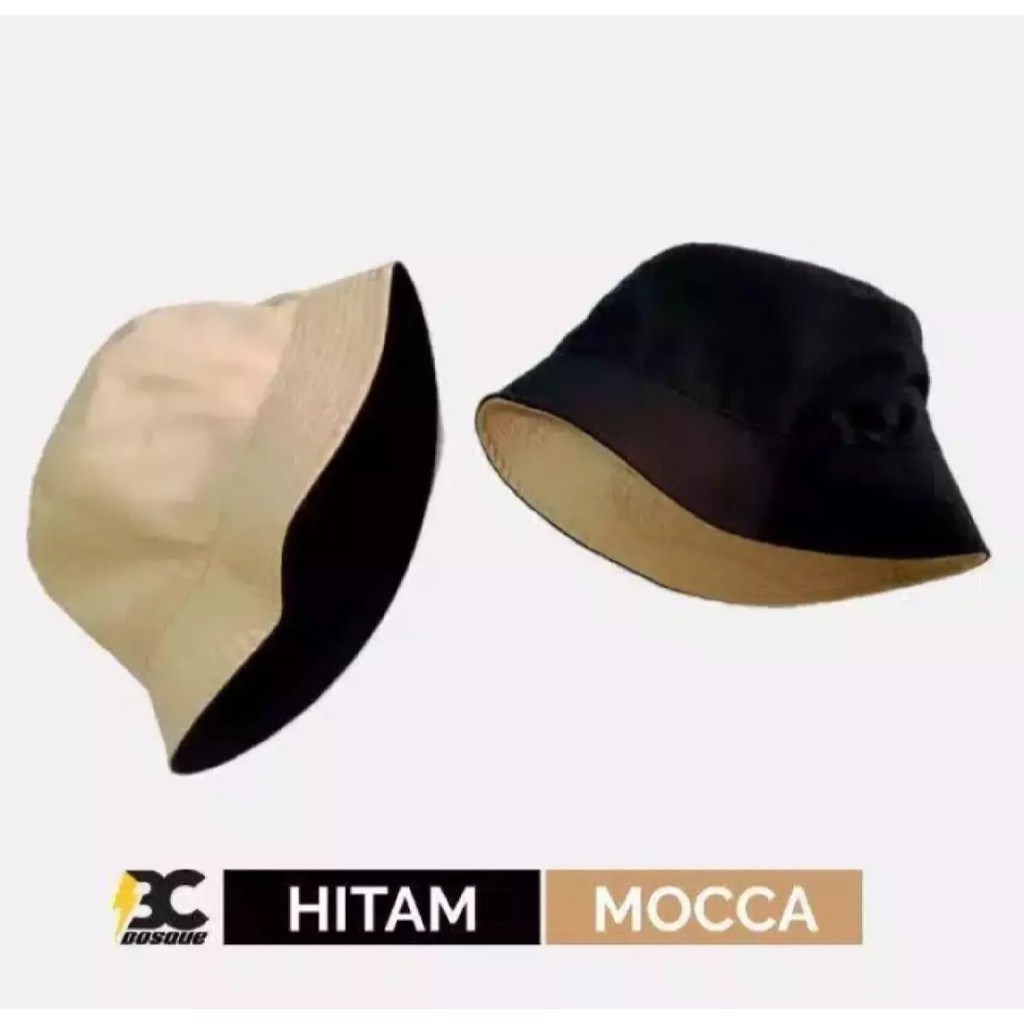 Topi Bucket korea bolak balik/ Topi wanita pria bordir/ Topi bisa Bolak balik two tone Premium Murah