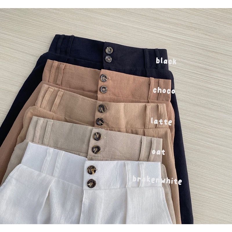 1KG MUAT 4PCS | CELANA LINEN HIGHWAIST ANGEL DOUBLE BUTTON KELLY KOREAN STYLE FASHION GROSIR MURAH WANITA TERBEST SELLER