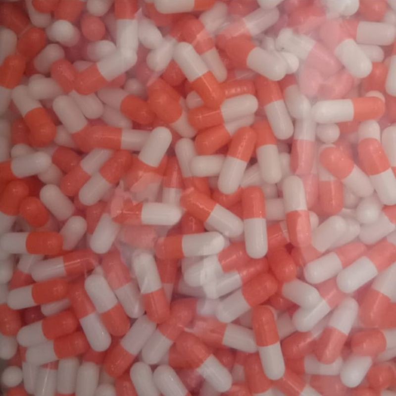 Cangkang Kapsul Kosong size 0 - 1 warna putih orange