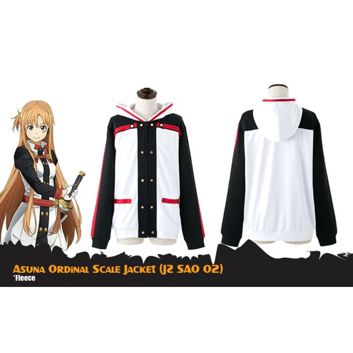 Jaket Anime Sword Art Online Ordinal Scale Asuna Cosplay Fleece Hoodie JZ SAO 02
