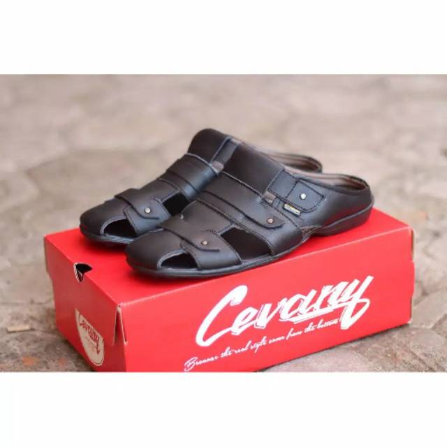 Sendal jepit pria, sendal kulit godnees impluse, putih, cokelat, hitam