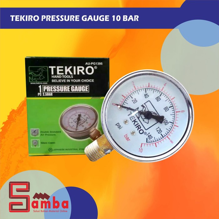 Jual TEKIRO PRESSURE GAUGE 10 BAR / PENGUKUR TEKANAN AIR Shopee Indonesia
