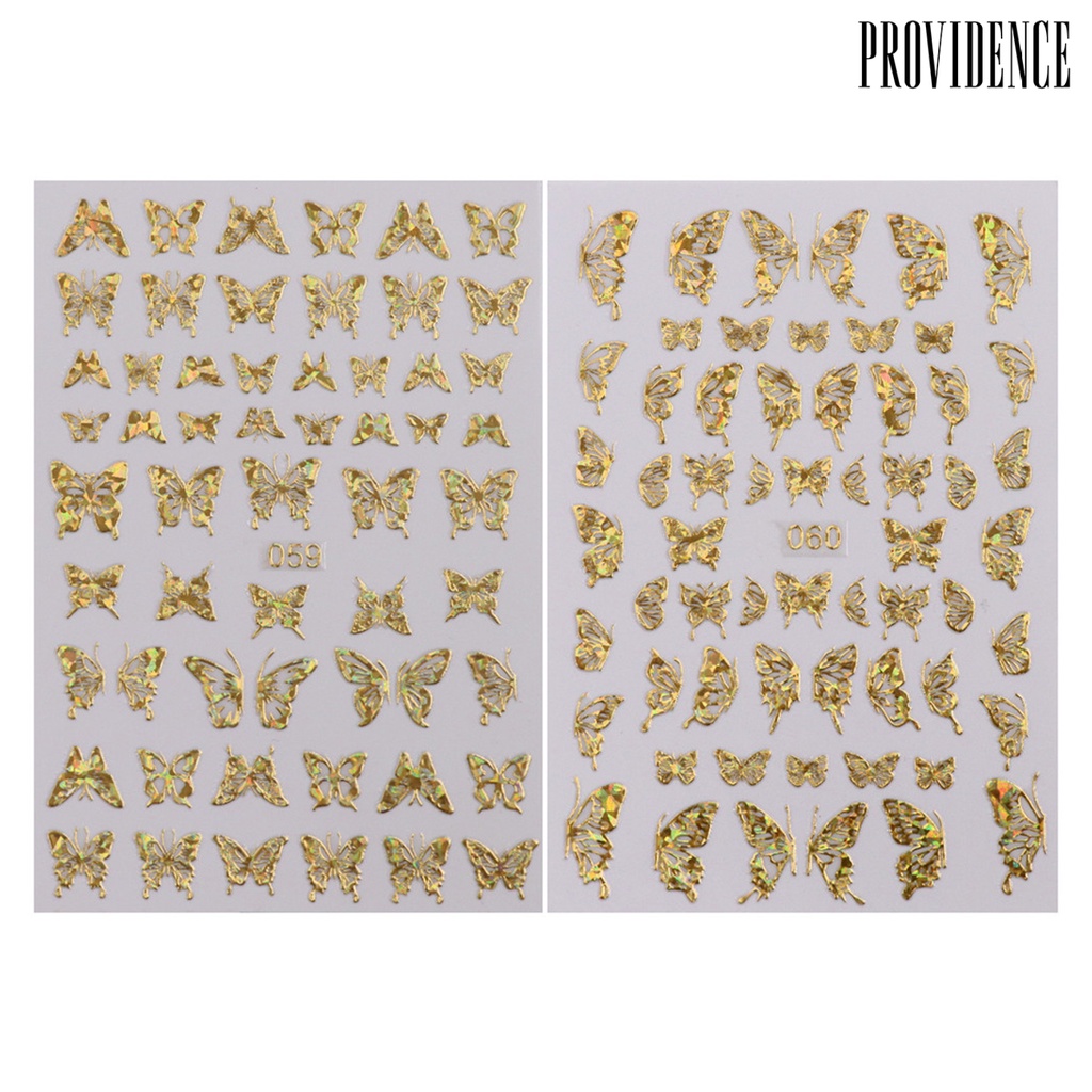 Providence 4/16Pcs 3D Butterfly Colorful Luminous Transfer Foil Nail Art Manicure Stickers