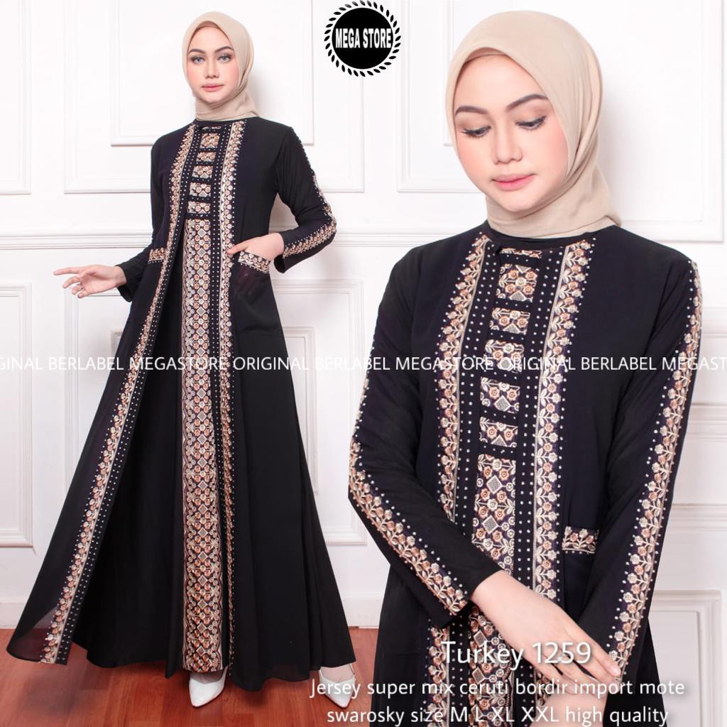 OK - BARU ABAYA TURKEY HITAM BORDIR | ABAYA TURKEY MEWAH | ABAYA TURKEY ORIGINAL | TURKEY 1259