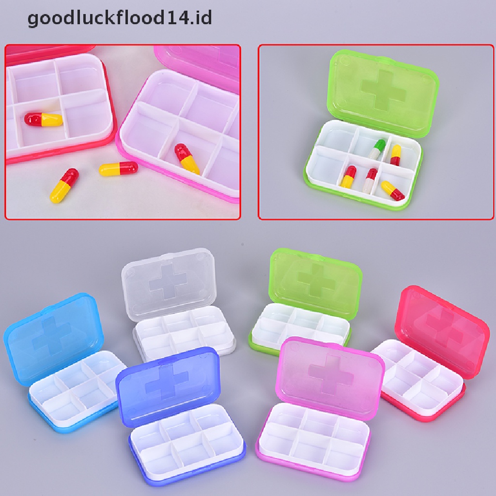 [OOID] 6 Slots Pill Box Portable Pill Cases Travel Dispen Storage Container Medicine ID