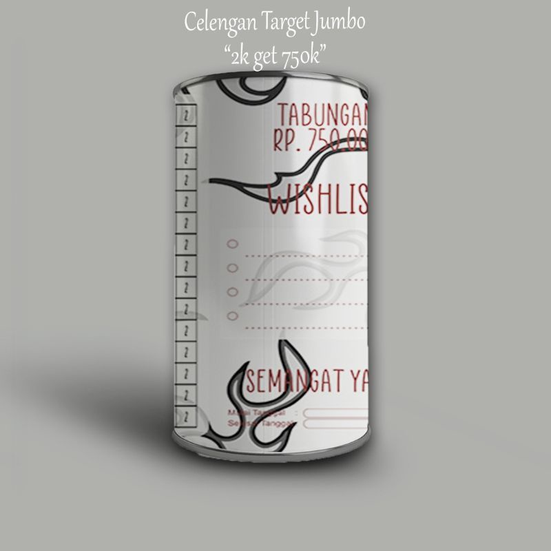 Jual TABUNGAN ANAK CELENGAN TARGET JUMBO KARAKTER (2RIBU TARGET 750RIBU