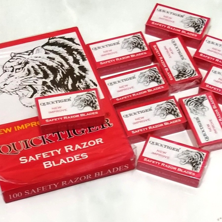 Pisau Cukur QUICK TIGER Silet Pencukur Kumis dan Jenggot 1 Kotak Kecil Isi 10 Pcs Silet