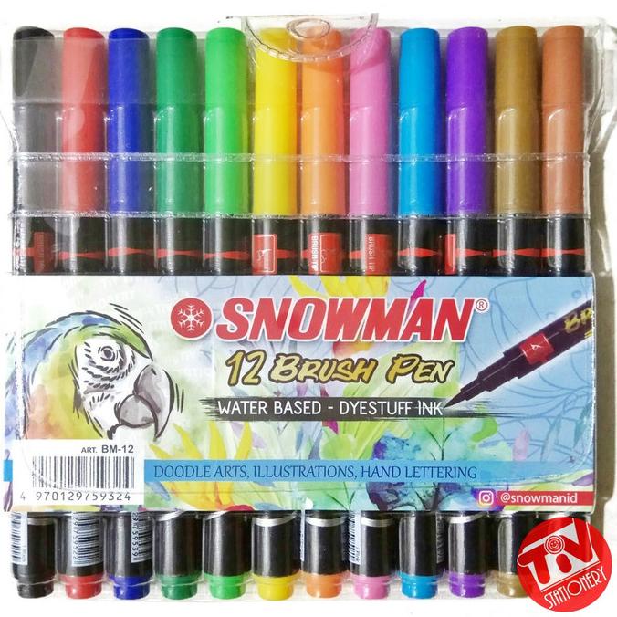 

[[COD]] Brush Pen Snowman Set 12 Warna (utk doodle, lettering, calligraphy) TERMURAH Kode 1408