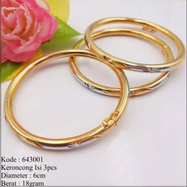 Gelang keroncong berlapis emas