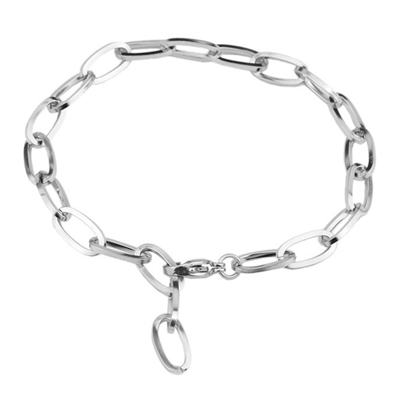 Gelang Tangan Rantai Silver Gaya Korea Untuk Pria / Wanita