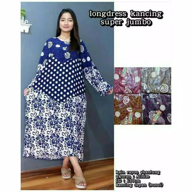 Long dress yenicka big size busui jumbo kancing depan