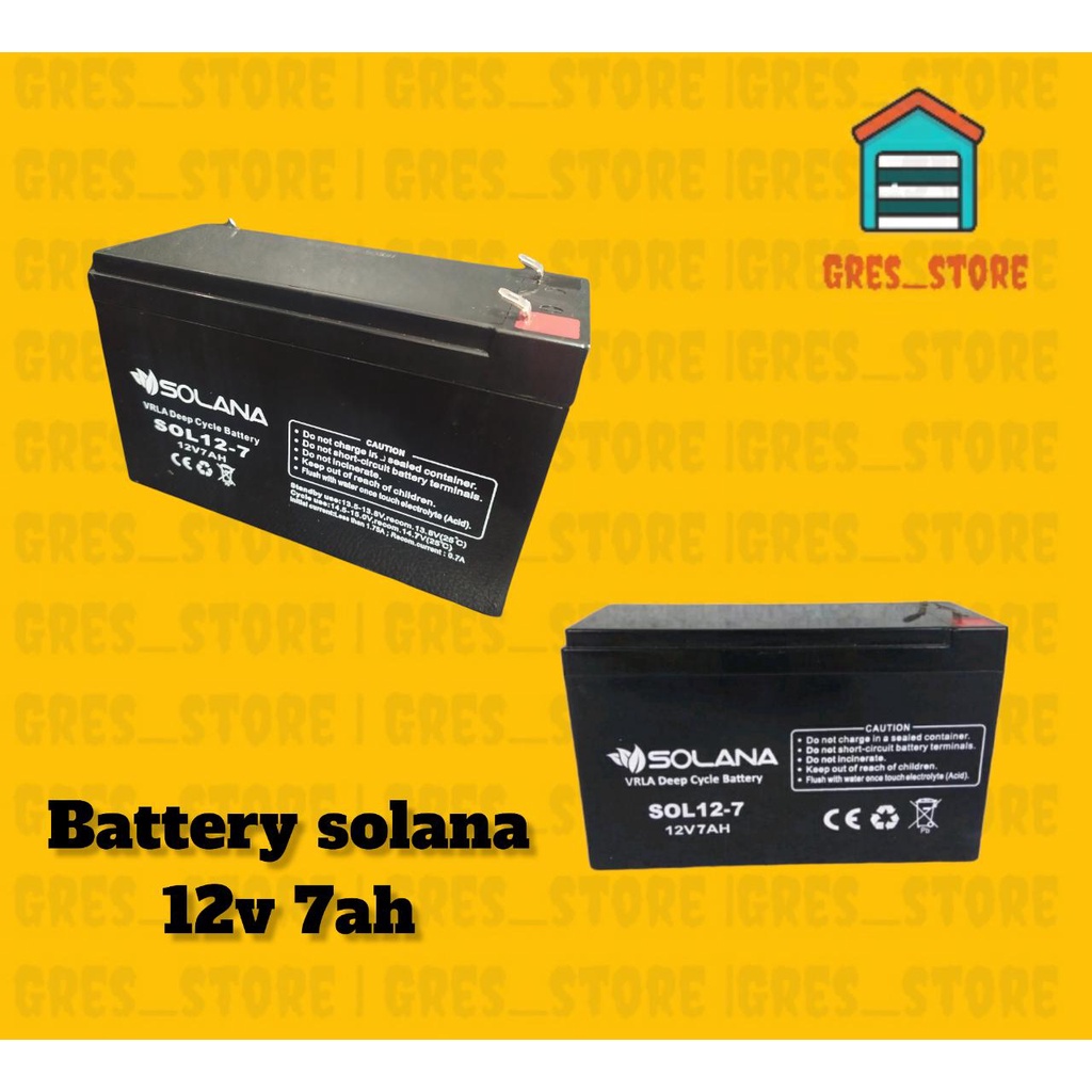 aki ups aki mobil mainan 12v 7ah 12volt 7ah AKI KERING AKI VRLA SOLANA 12v 7ah SOLANA 7AH