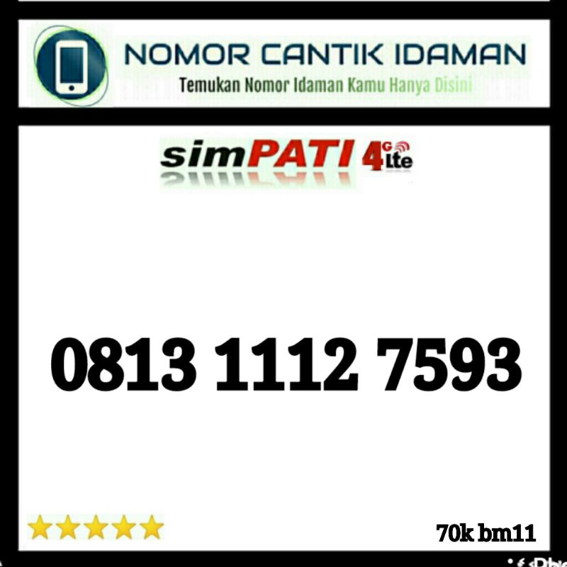 kartu perdana nomor cantik simpati murah 4g lte seri 1112 7583 bmi11