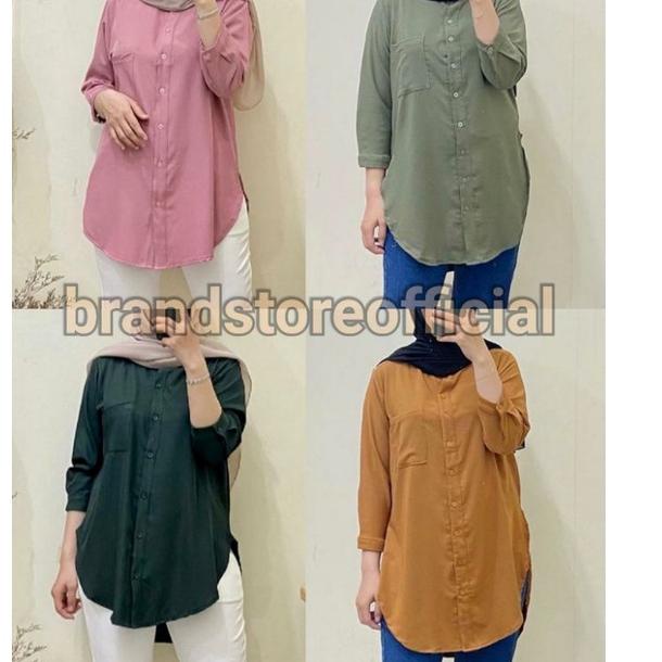 Kemeja Tunik Polos Terkini  Kemeja Tunik Putih | Kemeja Ootd Shakila Botegga 민