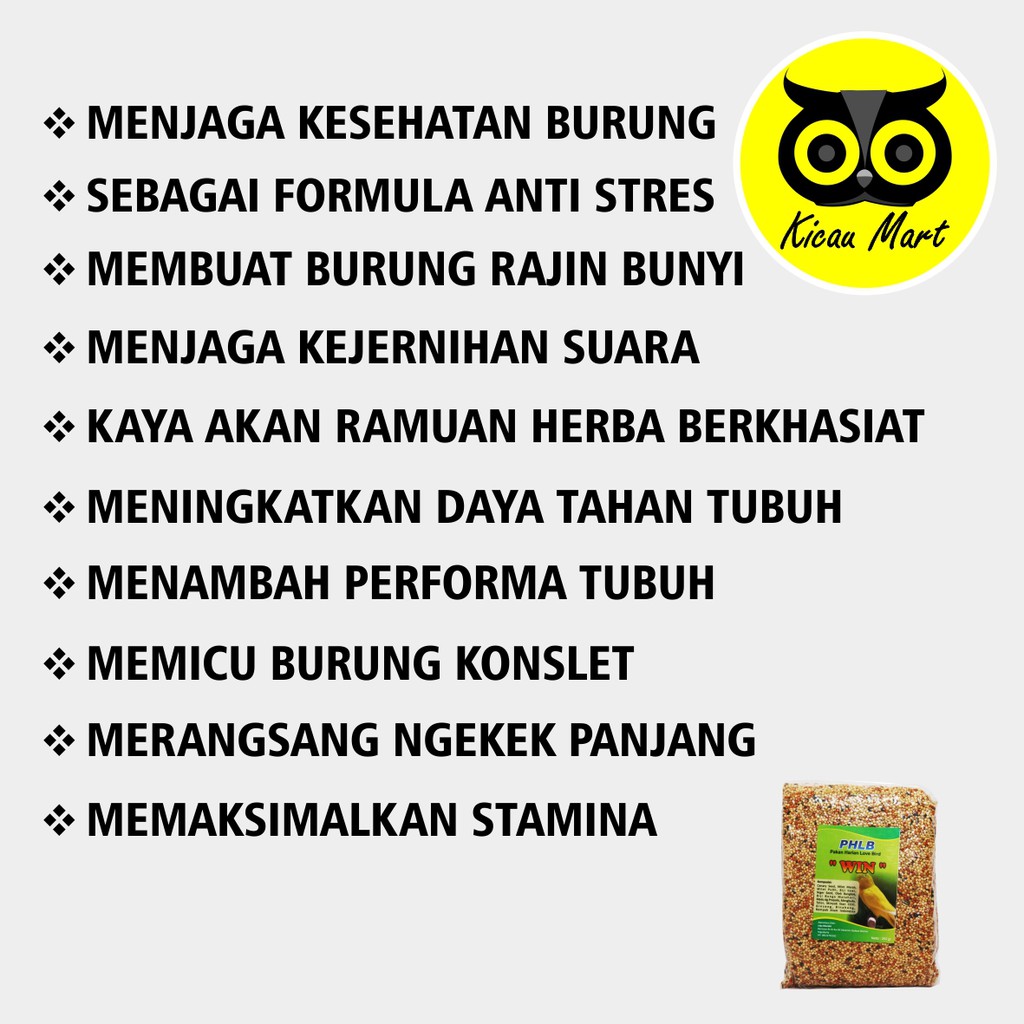 PAKAN MAKANAN HARIAN BURUNG LOVEBIRD BIJI BIJIAN MILET PHLB WIN JAYA MANDIRI KEMASAN PLASTIK PPHLBJM