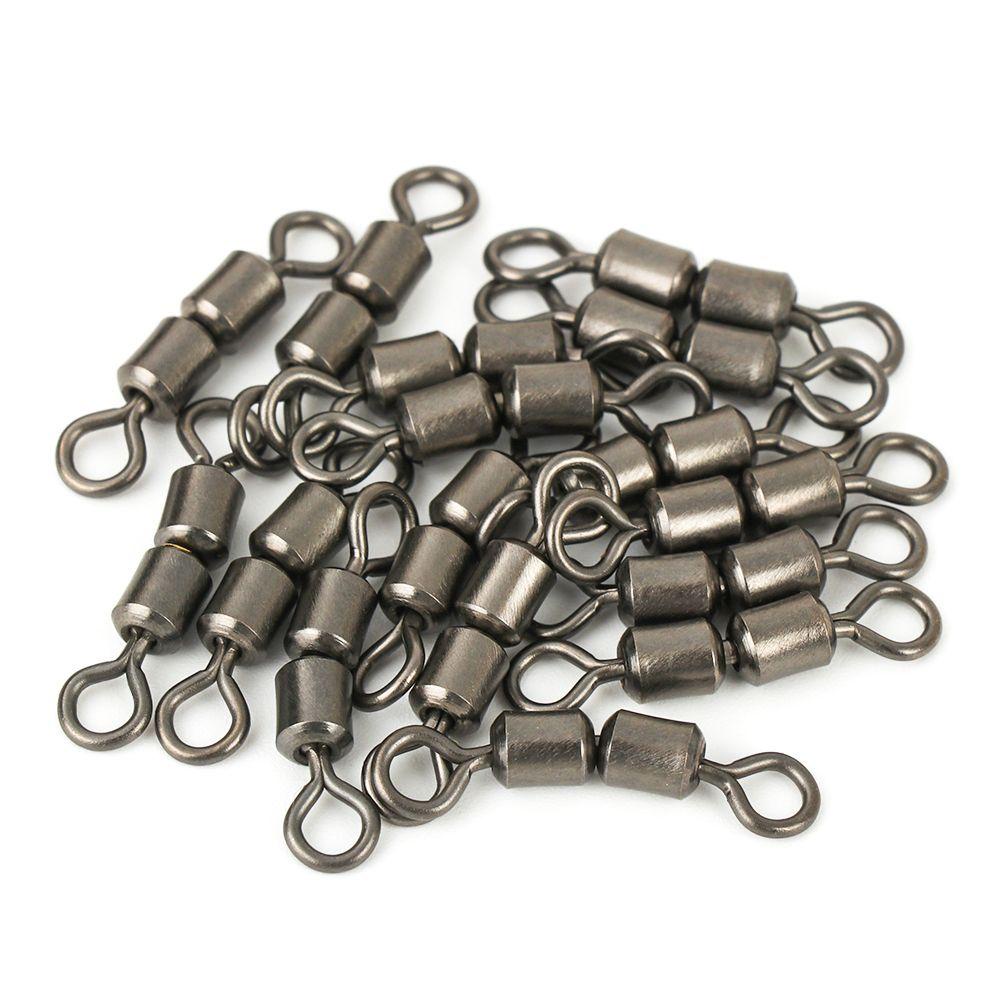 Chookyy 20Pcs Konektor Putar Pancing Kualitas Tinggi Cincin Padat Stainless Steel Double Rolling