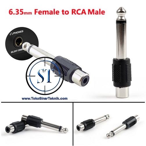 BA-62 1RCA To Akai Mono / Converter Akai Mono To RCA Hitam Plastik 6,5MM Microphone Connector Jek