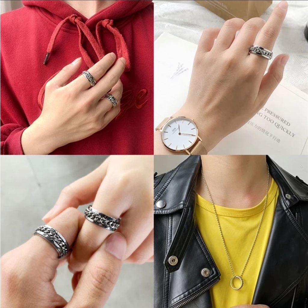 CINCIN RANTAI TITANIUM PRIA WANITA CINCIN SPINNER CINCIN PEMBUKA TUTUP BOTOL