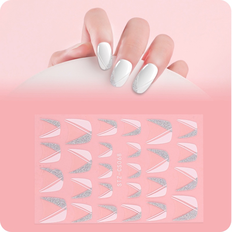 1 Lembar / Pak Stiker Kuku Foil Transfer Air Motif Geometri / Hati Untuk Nail Art / Manicure Diy