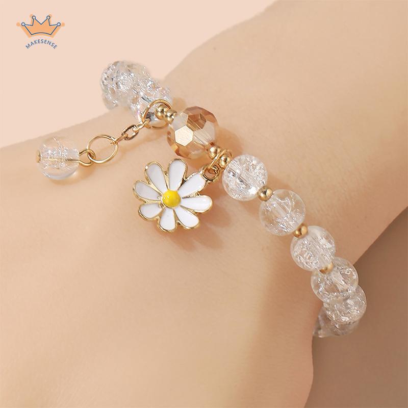 COD⭐Gelang Rumbai Bunga Daisy Kristal Korea Wanita Gadis Gelang Perhiasan Aksesoris MK