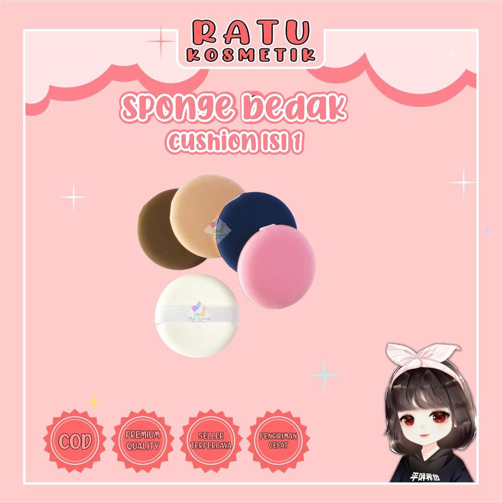 ❤ RATU ❤ Sponge Bedak Cushion | Spon Bedak Basah | Spons Foundation Isi 1 2 3 Box