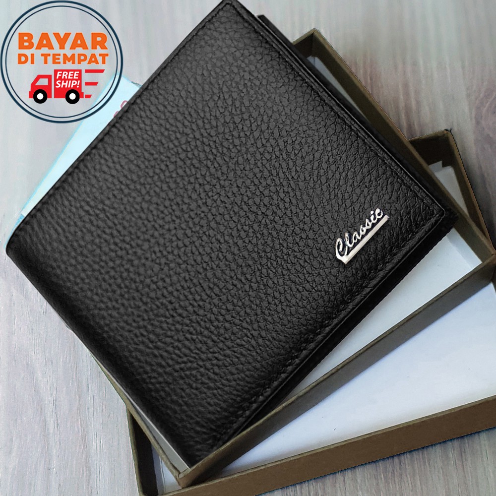 SERBA 10.000! CLASSIC Dompet Pria Dompet Kulit Sintetis C100 Model Basic Style Dua Lipatan Ori + BOX