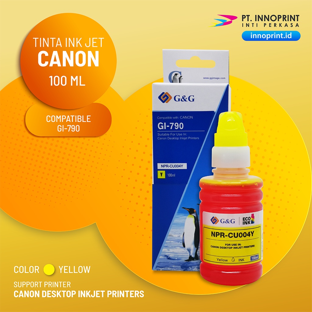 Tinta Canon G&amp;G Original Compatible GI-790 Printer Canon PIXMA G1000/2000/2002/3000/G4000