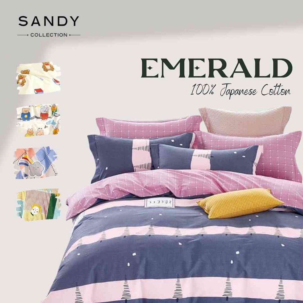 Sprei Set Katun Jepang Emerald Sandy Collection Motif AnakTinggi 30cm