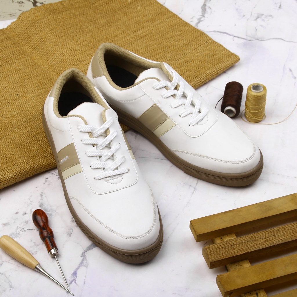 FLAZHBACK WHITE MOCCA - Sepatu Sneakers Pria Casual Original - Snekers Pria