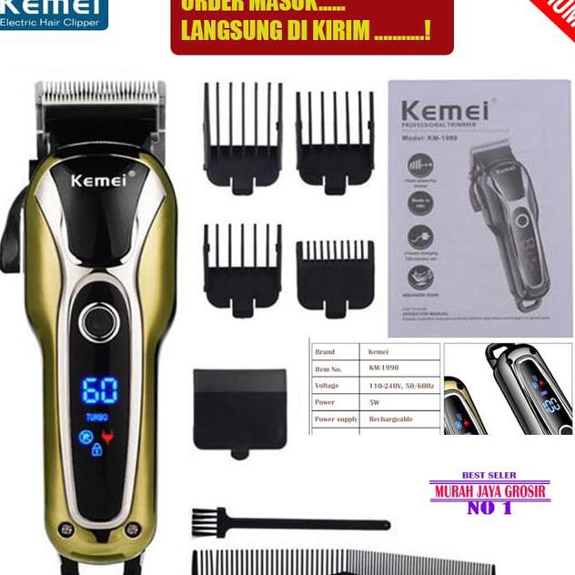 Kemei KM 1990 Alat Cukur Rambut Charging Clipper Potong Rambut Cas