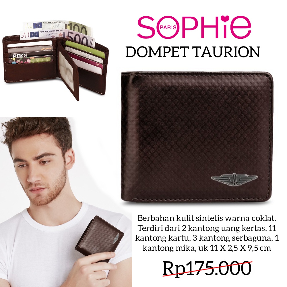 DOMPET TAURION ALIVE SOPHIE MARTIN PARIS DOMPET COWOK PRIA COKLAT SATU MERK LIEGE NEO ANGLIN